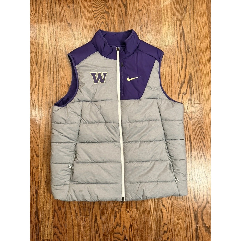 Nike Washington‎ Huskies NCAA Puffer Vest Insulated Full Zip XL Grey Purple